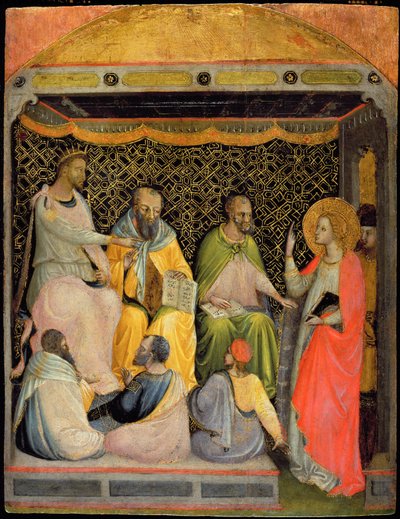 St. Catharina van Alexandrië in discussie met de filosofen door Bicci di Lorenzo